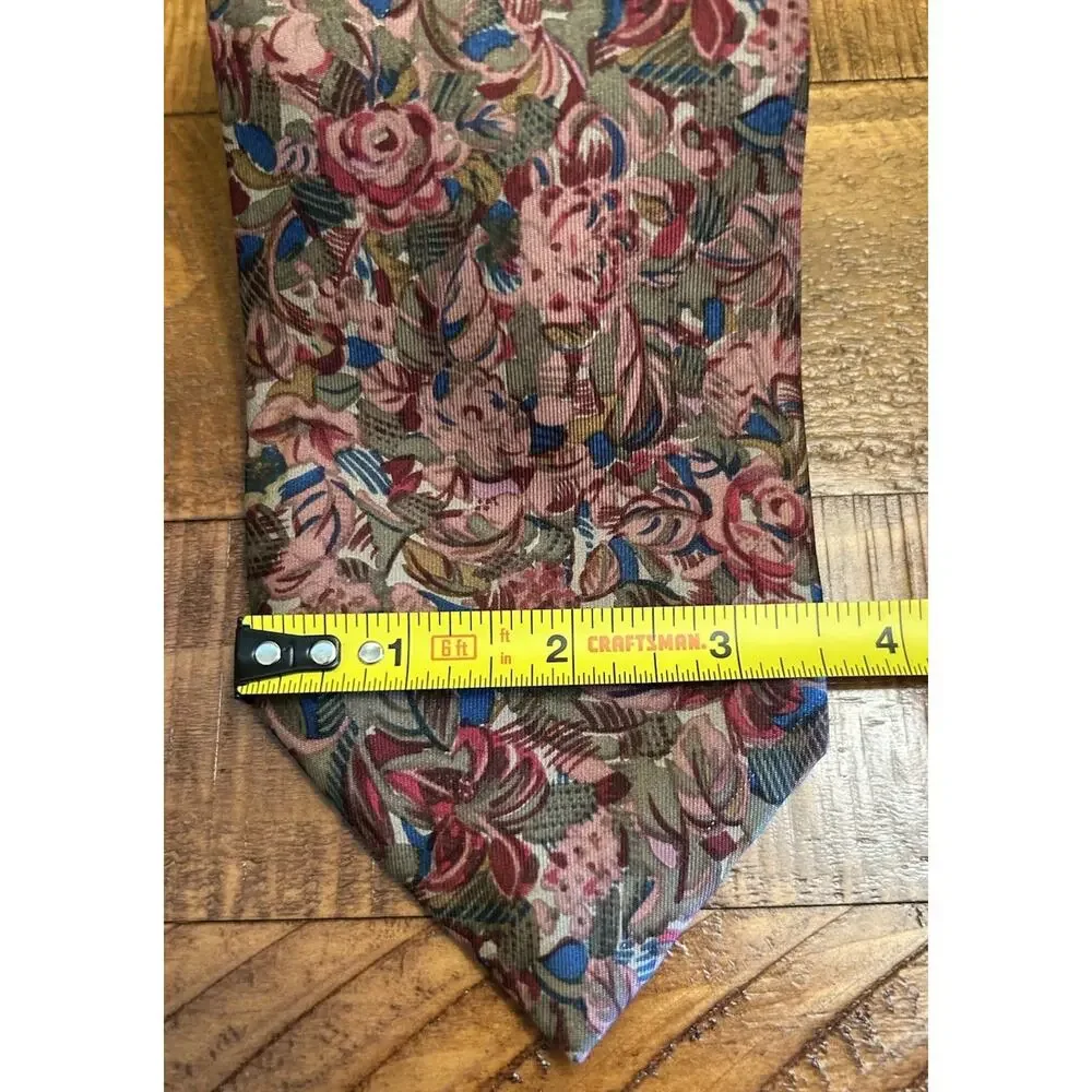 Vtg Scott Foster Men's Silk Tie 3.5” Pink Blue Floral Romanticism Made In USA